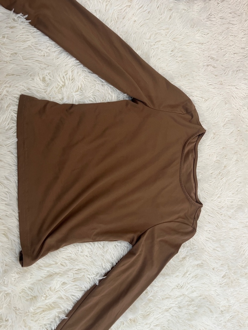 Brown Long Sleeve Crewneck Top